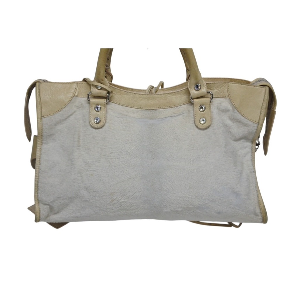 Balenciaga Porcupine Shoulder The Bag Handbag First Leather White